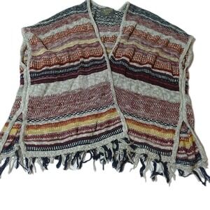 Natural Reflections Southwestern Cardigan Small Medium Oversized Boho Fringe